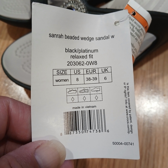 Crocs Sanrah Beaded Wedge Sandals Size 8 for Women - Picture 3 of 10